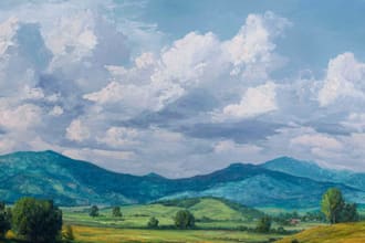 paint landscape in real oil painting