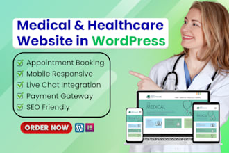 design healthcare, hospital, clinic and medical website with appointment booking