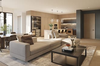 interior design 3d rendering, livingroom, bedroom, kitchen design, shopping list