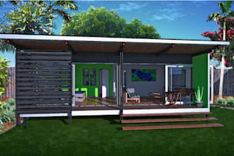 create 3d design for tiny house, cabin, cottage and container house