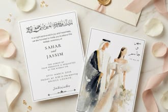 design elegant islamic nikah and walima invitation cards