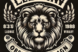 design high quality animal lion arms mascot logo with t shirt design