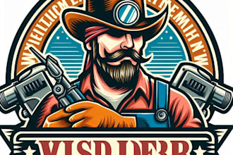 design high quality vintage welder logo with t shirt design