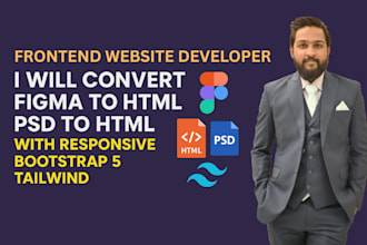 convert figma to html, psd to html with responsive  tailwind bootstrap 5