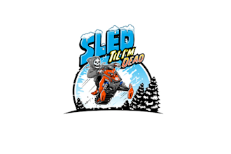 design clean clothing artwork skeleton riding snowmobile logo