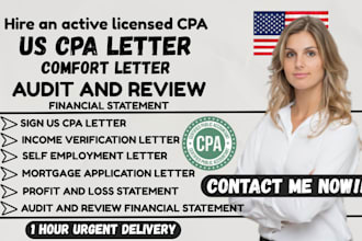 audit financial statement profit  loss CPA letter mortgage letter comfort letter