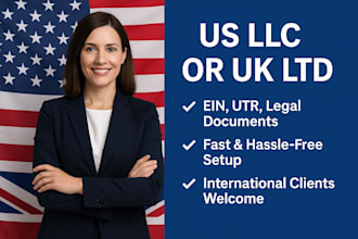 register your US llc or UK ltd company with ein, address, and documents