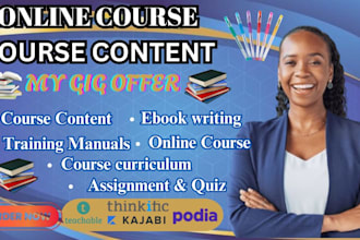 create online course content, course curriculum, lesson plan, course workbook