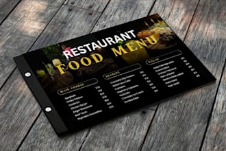 design professional food restaurant menu