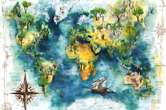 design a watercolor map illustration of your city or venue