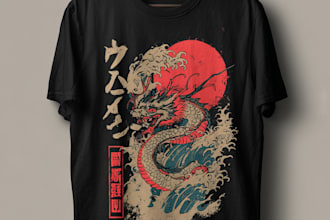 draw japanese illustration for t shirt