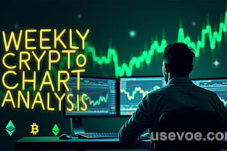 provide weekly crypto chart analysis using smart money, fvg