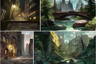 do fantasy concept art, character design and environment art illustration