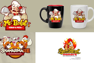 design unique cartoon logo for your restaurant or food brand