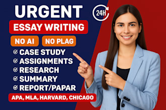 do concise research, essay, case study, project work for college and university
