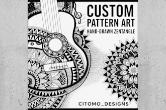 create unique hand drawn mandala, floral,geometric patterns
