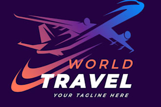 draw travel agency hotel adventure outdoor photography logo