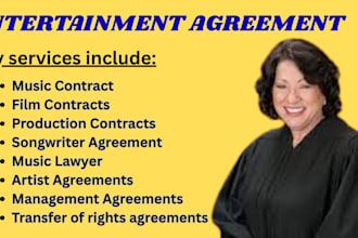 be your entertainment lawyer, draft music, film and songwriter agreements