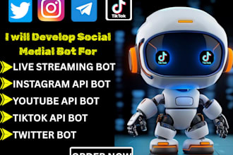 develop instagram api bot live streaming bot tiktok live streaming automated bot