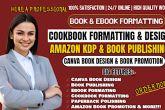 create and design cookbook formatting, kindle publishing amazon kdp ads