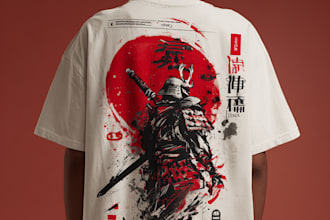 draw japanese illustration for t shirt
