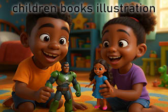 design unique 3d illustrations books and children books