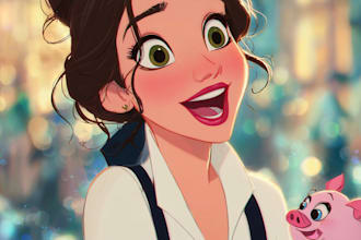 draw a portrait in semi realism disney cartoon style