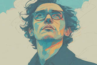 draw abstract line art portrait illustration