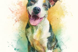 create a custom watercolor pet portrait or pet painting