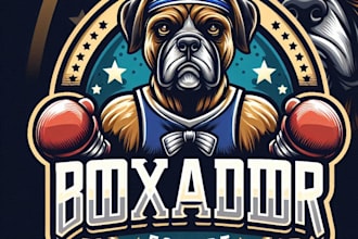 design high quality vintage boxador mascot logo with t shirt design