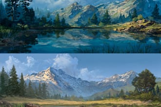 paint realistic landscape watercolor painting illustration