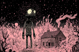 make fantasy or dark creepy horror art illustration