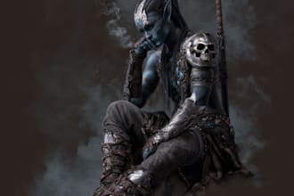 create a horror or fantasy character art, creepy art