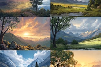 paint realistic landscape watercolor painting illustration