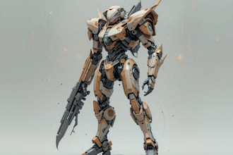 design robots and concept art of futuristic mecha