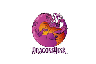 design illustration or dragon desk and coworking logo