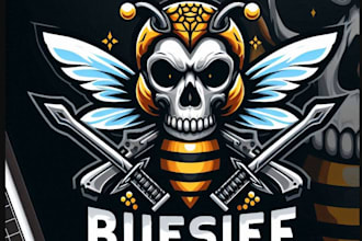 make custom esport skull bee logo