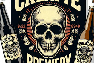 create retro t shirt brewery skull beer logo