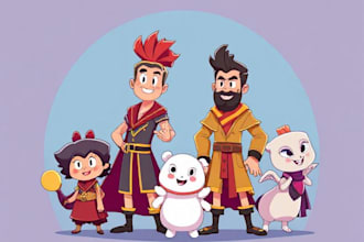 draw cute cartoon character and animal vector illustrations