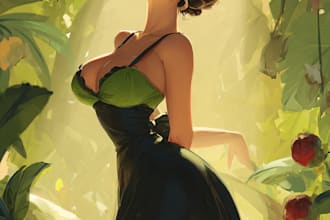 create an illustration of a pin up girl vintage pinup