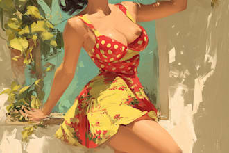 make sexy pin up girl illustration for graphic model pinup