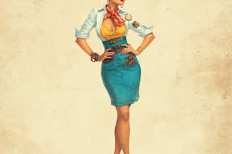 draw pinup girl cartoon character for you