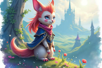 make a digital watercolor ffxiv character art or furry