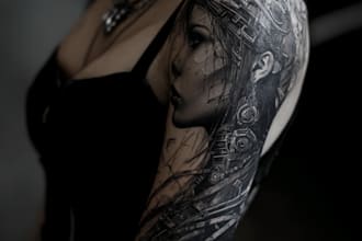 do a full sleeve realistic tattoo design from your concept