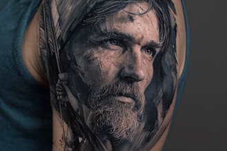 draw a full sleeve realistic tattoo design from your concept