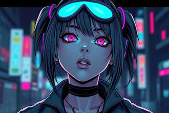 make portrait illustration with cyberpunk anime style