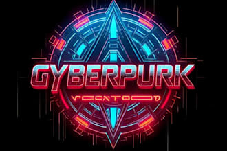 design typeface or typography cyberpunk, futuristic logo