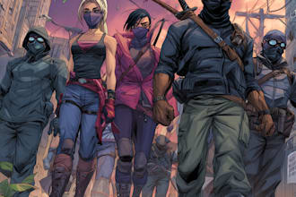 do a superhero comic art book cover comic art, character illustration
