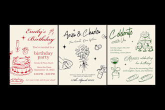 design whimsical vintage hand drawn postcard and greeting card