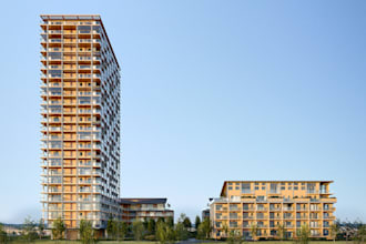 high tower exterior elevation design,penthouse realestate building,3d landscape